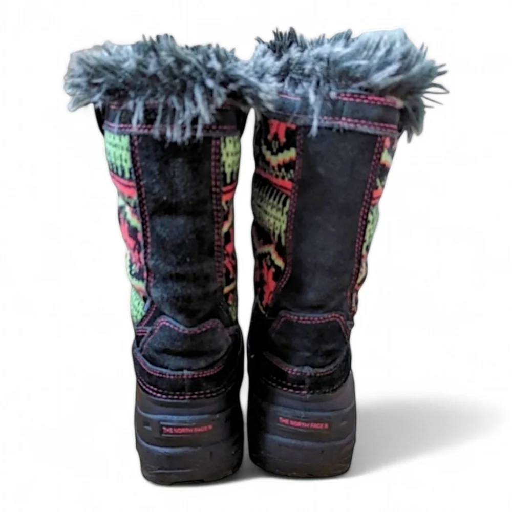 North Face Y2K Fair Isle BRAT Girls Lace Up Shellista Faux Fur Snow Boots 7